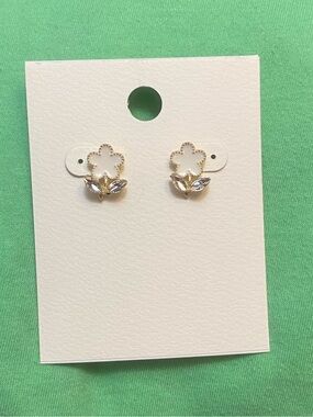 Rhinestone Enamel Flower Earrings
